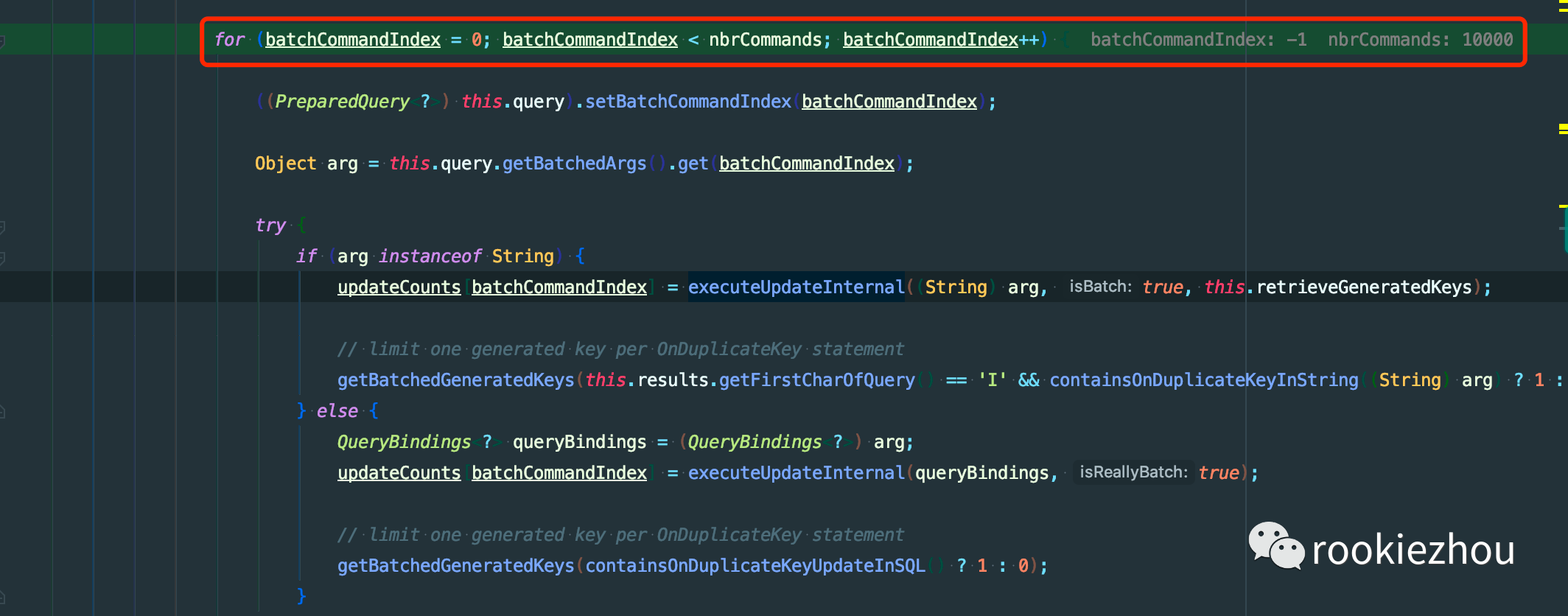 batch insert for loop